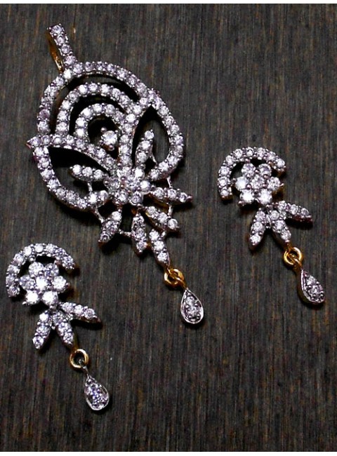 CZ Pendant With Earrings